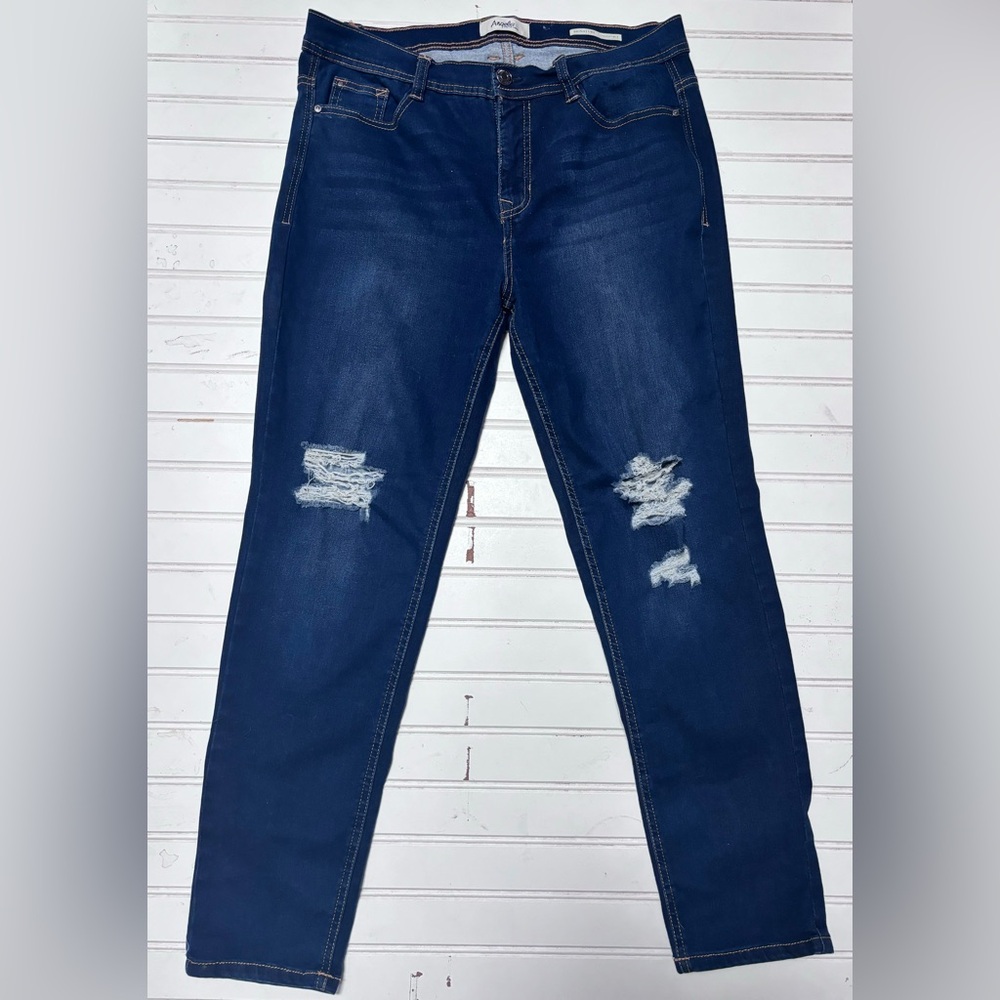 Angels Forever Young Dark Blue Denim Ripped Distressed Skinny Jeans Women’s 12